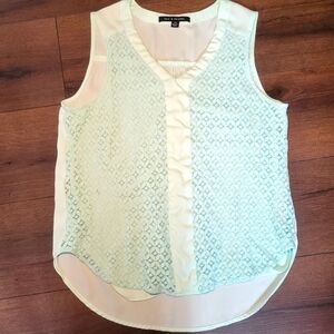 Zac & Rachel Sleeveless Crochet Blouse‎ Top Womens Size L Mint Green